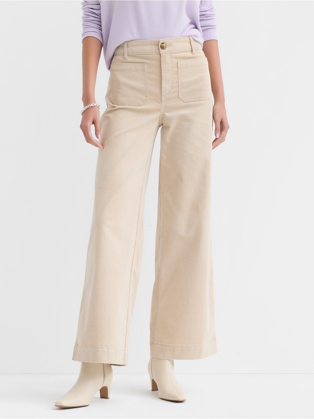 Loft Palmer Wide Leg Pants Corduroy Chino Minimalist Office Neutral Women’s 2